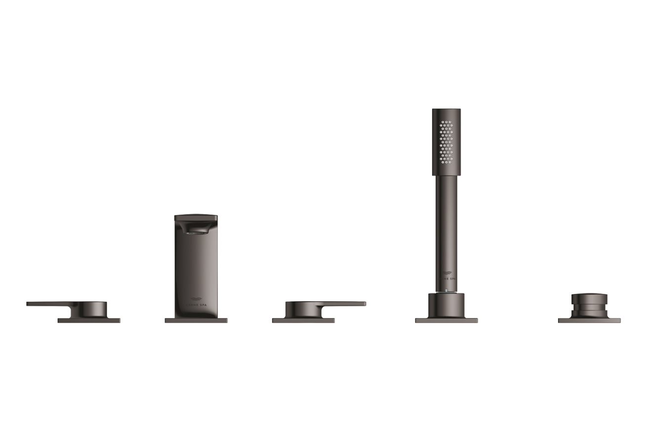 Смеситель для ванны GROHE Allure двухвентильный, на 5 отверстий, на край ванны, темный графит глянец (25221A01)