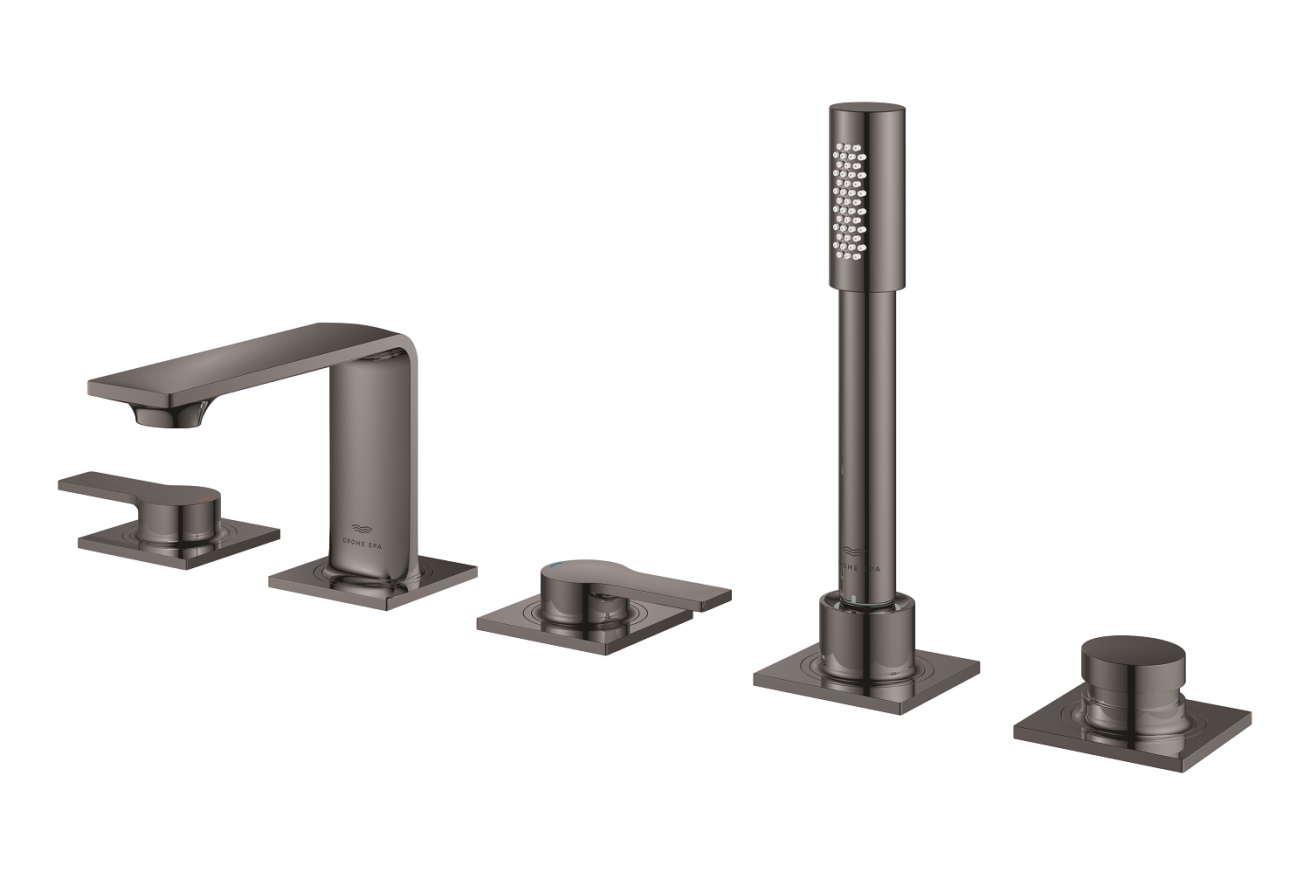 Смеситель для ванны GROHE Allure двухвентильный, на 5 отверстий, на край ванны, темный графит глянец (25221A01)