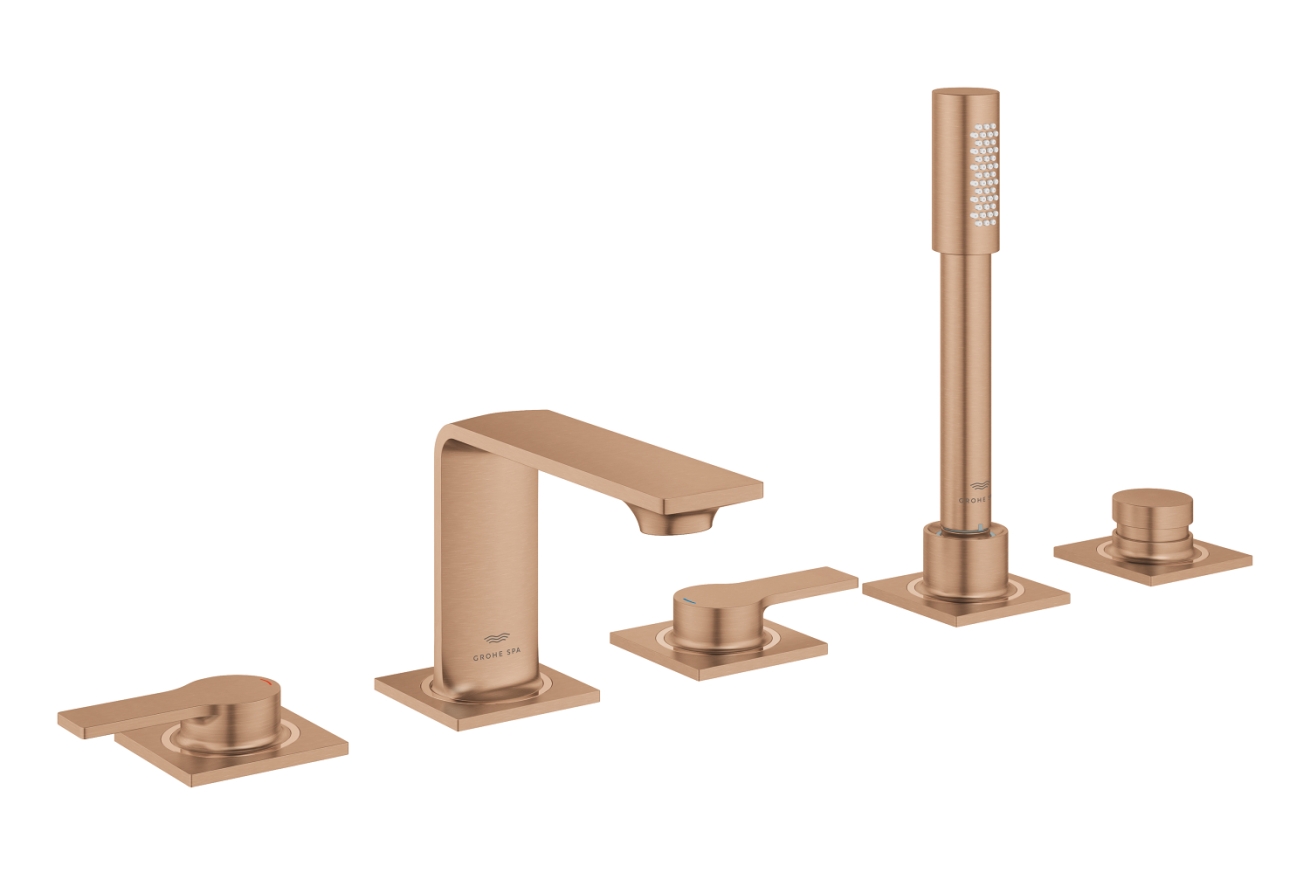 Смеситель для ванны GROHE Allure двухвентильный, на 5 отверстий, на край ванны, теплый закат матовый (25221DL1)