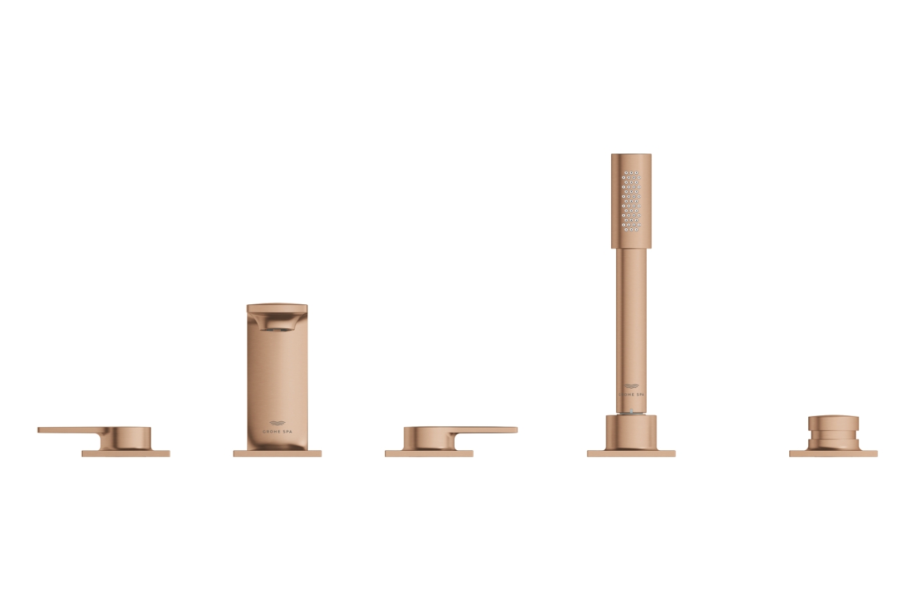 Смеситель для ванны GROHE Allure двухвентильный, на 5 отверстий, на край ванны, теплый закат матовый (25221DL1)