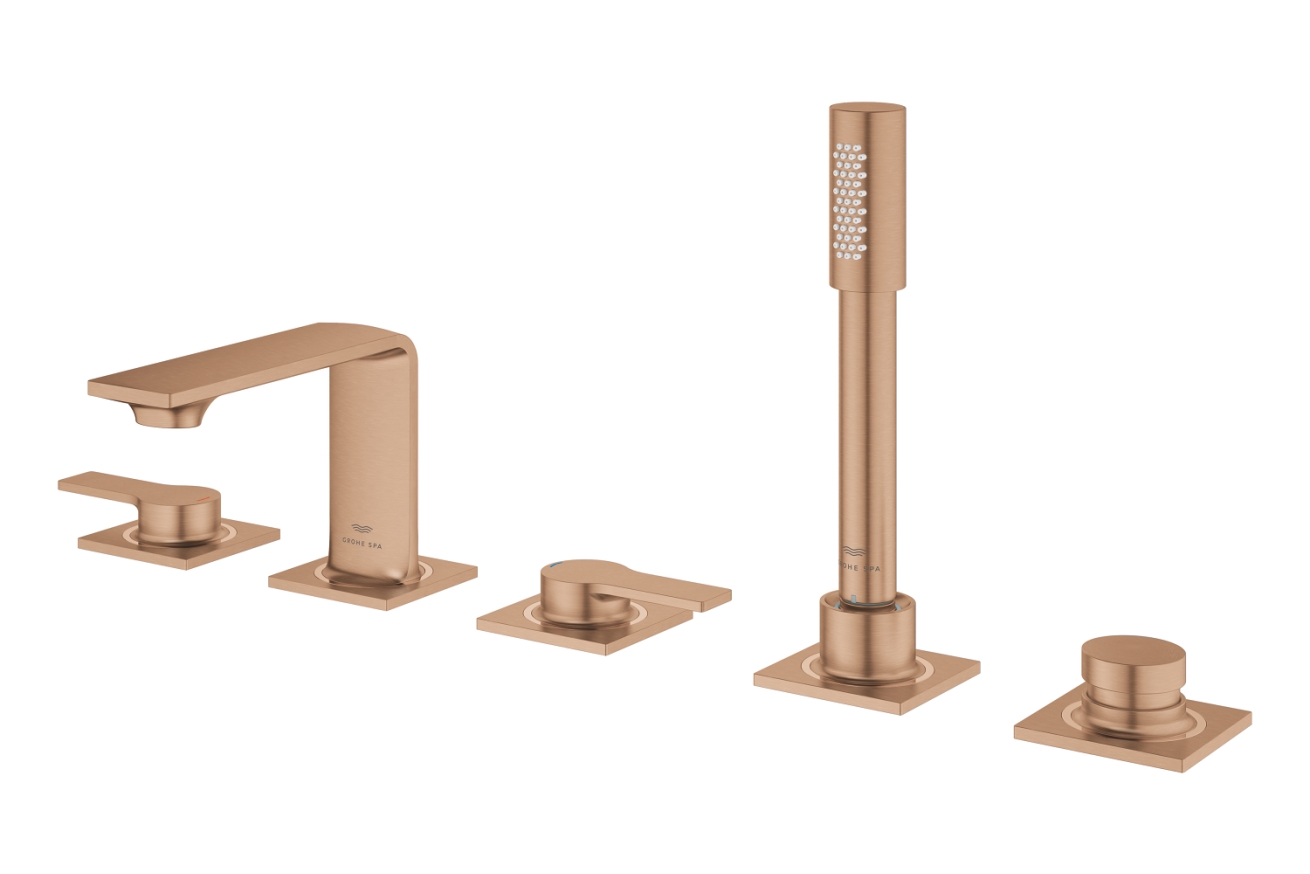 Смеситель для ванны GROHE Allure двухвентильный, на 5 отверстий, на край ванны, теплый закат матовый (25221DL1)
