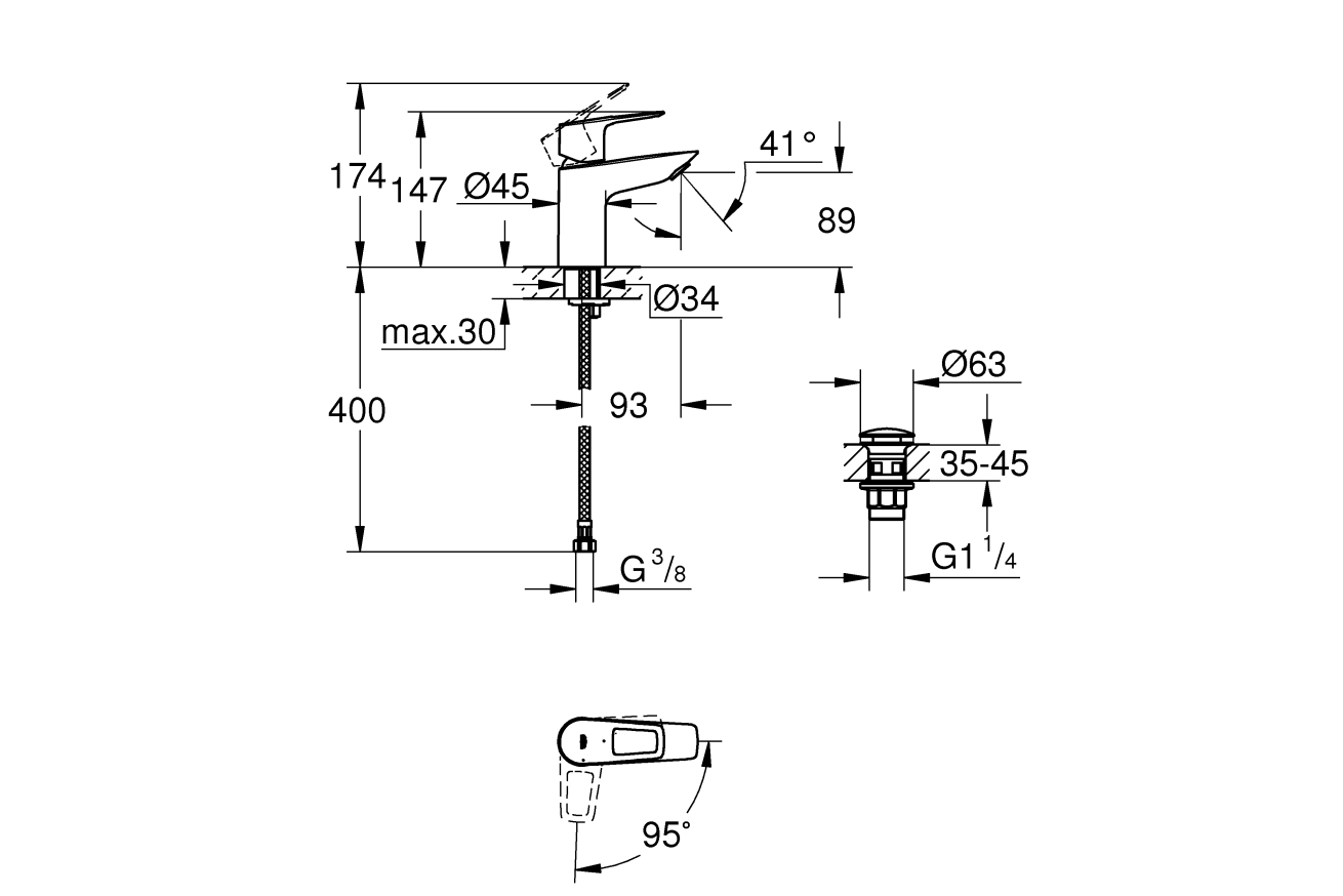 Смеситель для раковины GROHE BauLoop, S-size, хром (23883001)