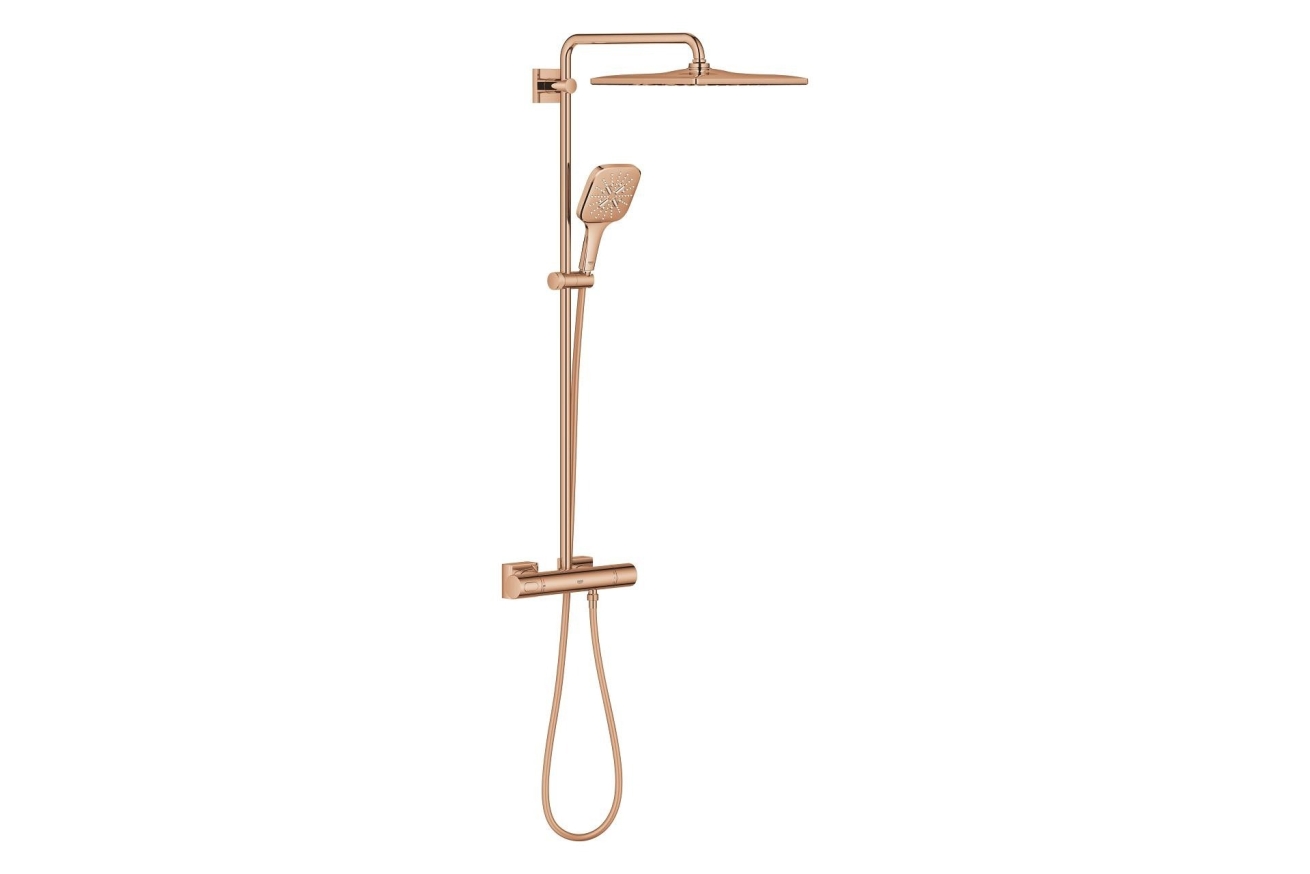 Душевая система GROHE Rainshower SmartActive 310 Cube с термостатом для душа, теплый закат глянец (26837DA0)
