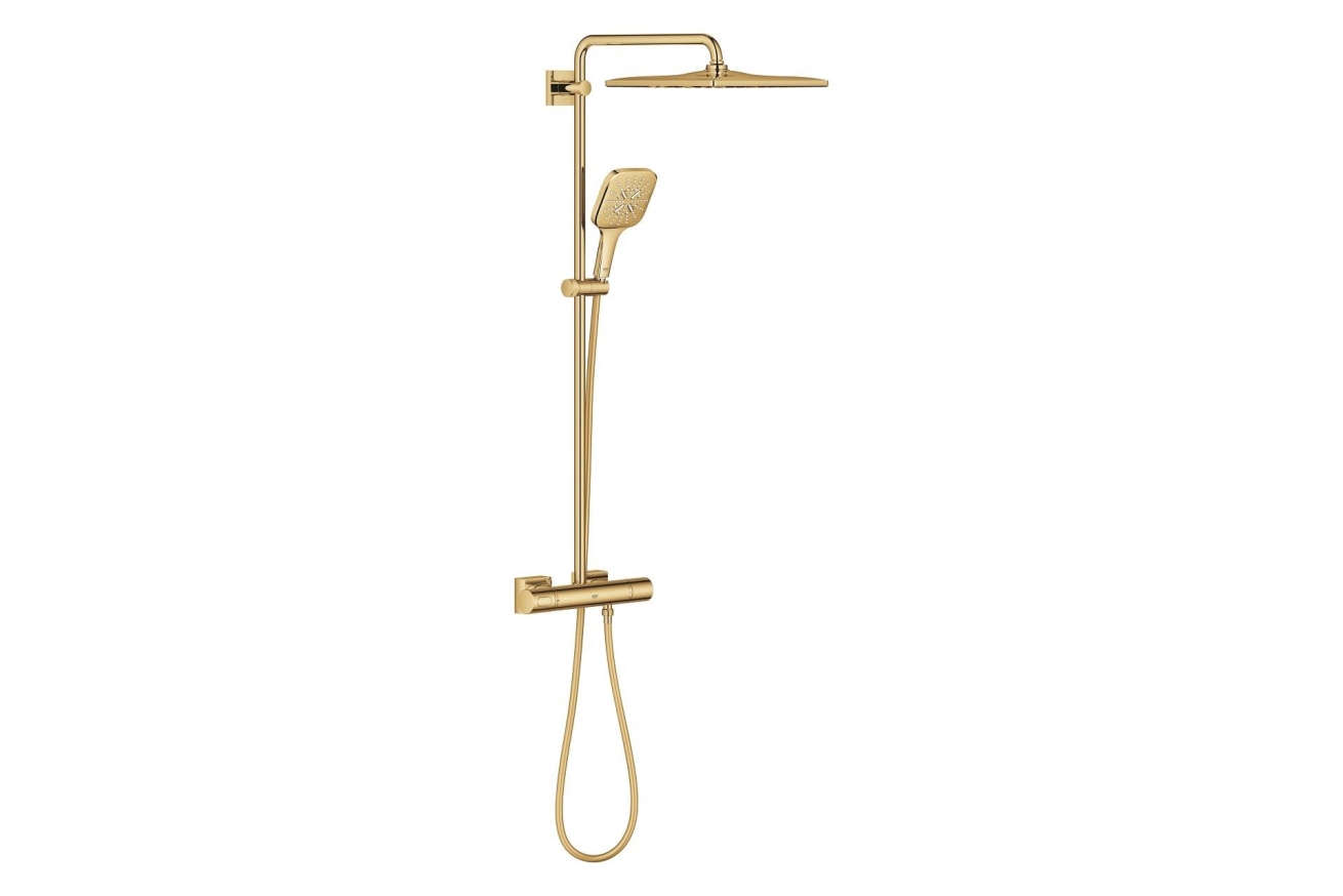 Душевая система GROHE Rainshower SmartActive 310 Cube с термостатом для душа, холодный рассвет глянец (26837GL0)