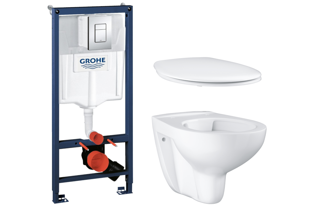 Комплект инсталляции GROHE Rapid SL 3 в 1 с унитазом Bau Ceramic и сиденьем с микролифтом (NW0116)