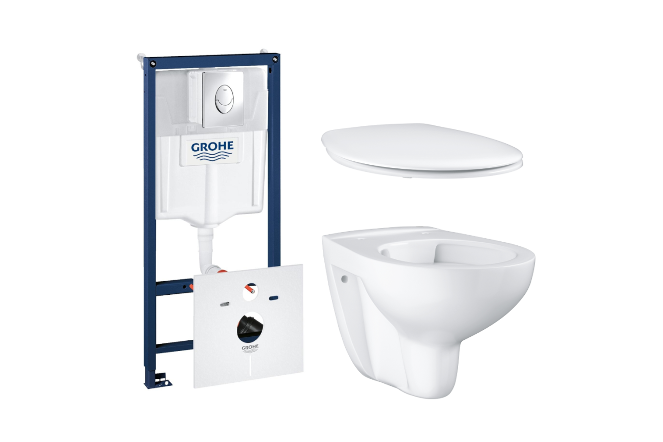 Комплект инсталляции GROHE Rapid SL 4 в 1 с унитазом Bau Ceramic и сиденьем с микролифтом (NW0117)