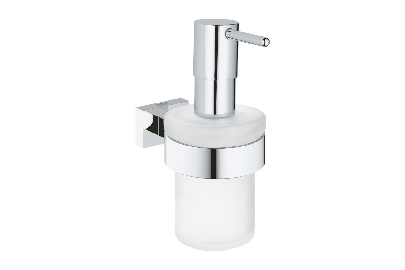 Дозатор жидкого мыла с держателем GROHE Essentials Cube, хром (40756001)