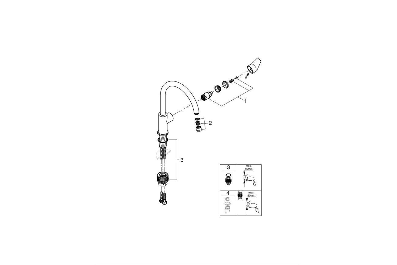 Смеситель для кухни GROHE BauEdge, хром (31233001)