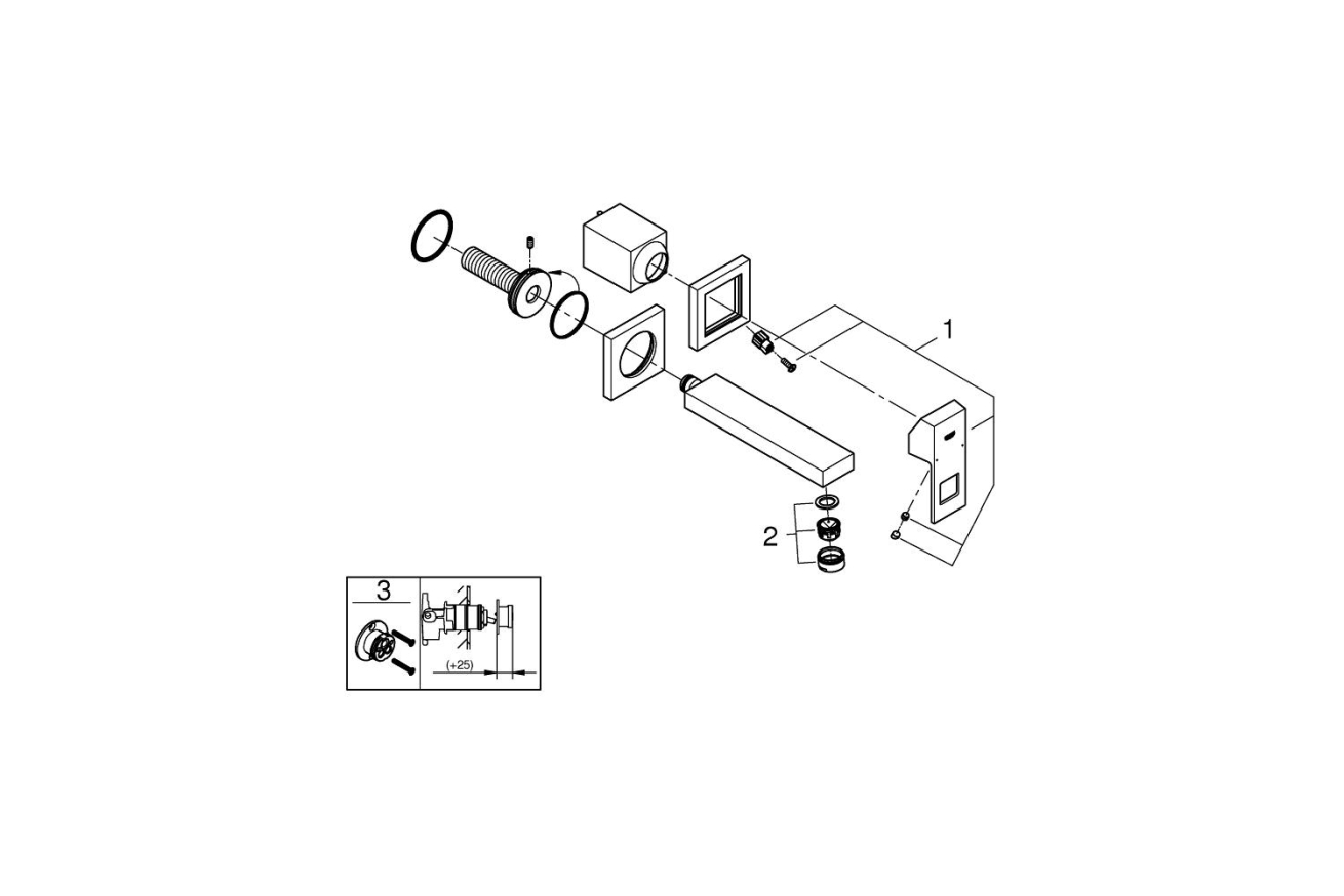 Внешняя часть смесителя для раковины GROHE Eurocube на 2 отверстия, S-Size, хром (19895000)