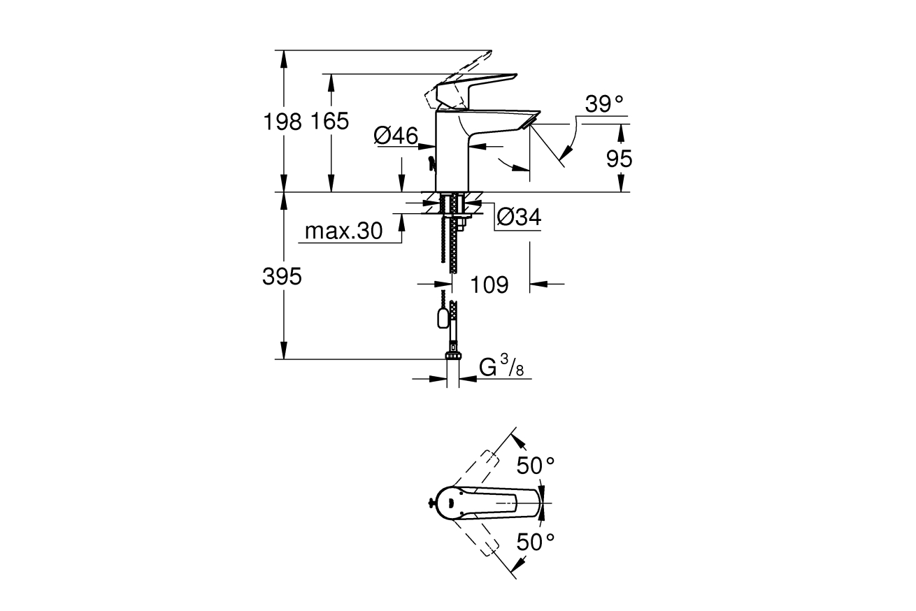 Смеситель для раковины GROHE Start, S-size, хром (32277002)