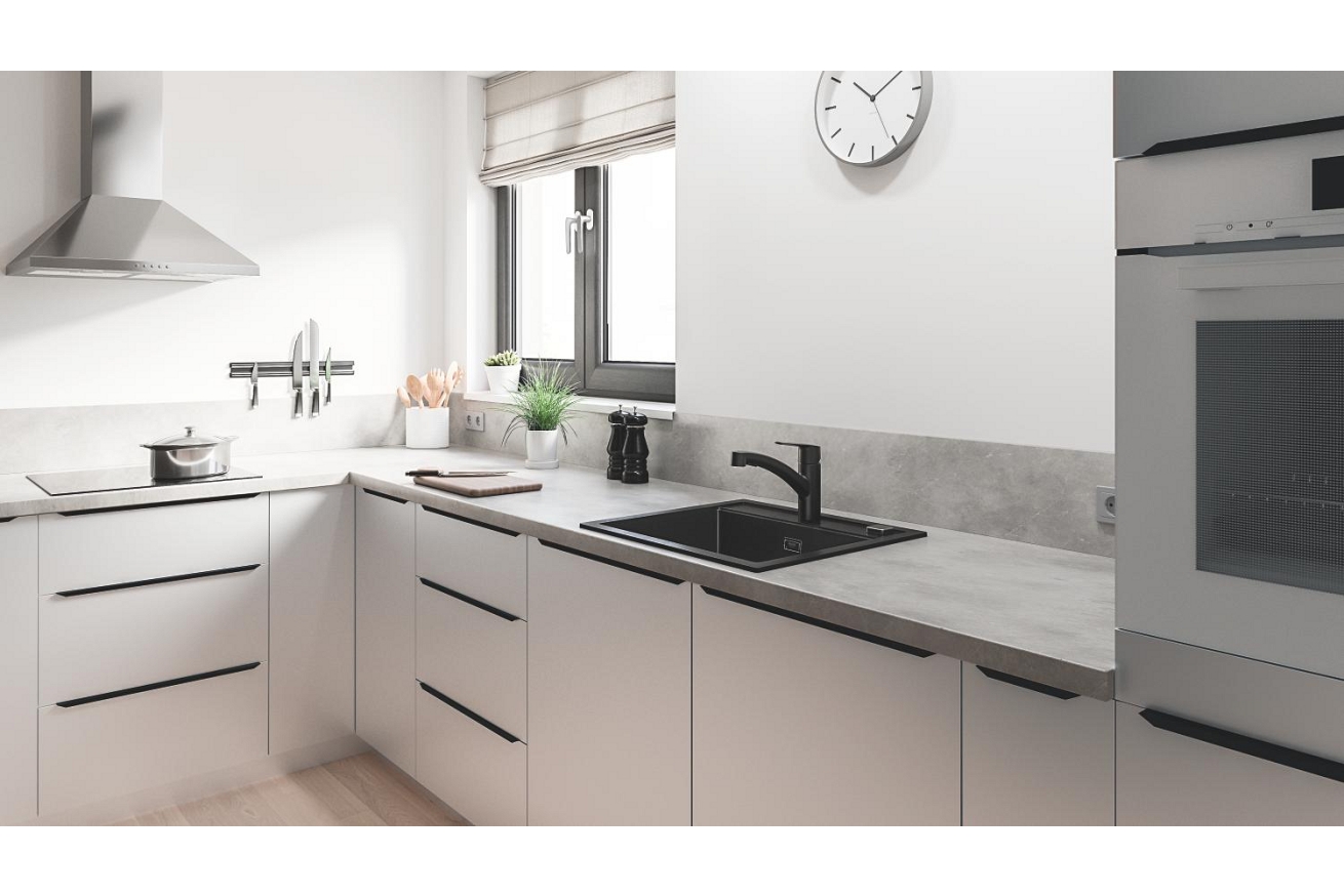 Смеситель для кухни GROHE Start c вытяжным изливом 2jet, черный (303072431)