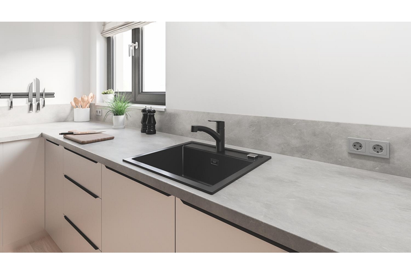 Смеситель для кухни GROHE Start c вытяжным изливом 2jet, черный (303072431)