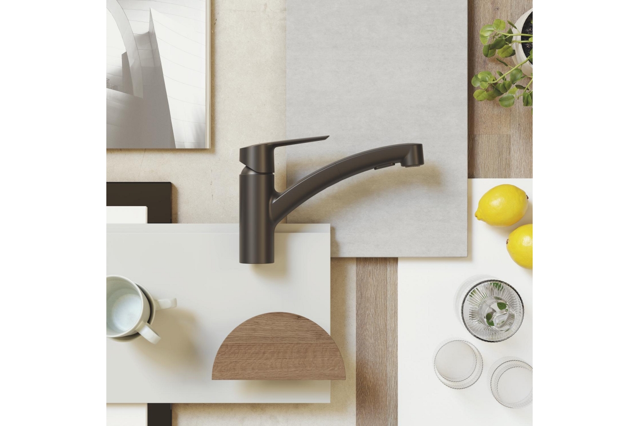 Смеситель для кухни GROHE Start c вытяжным изливом 2jet, черный (303072431)
