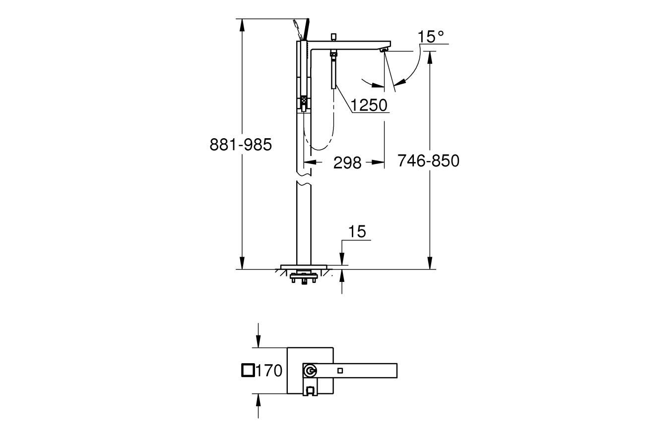 Внешняя часть смесителя для ванны GROHE Eurocube Joy, хром (23667001)