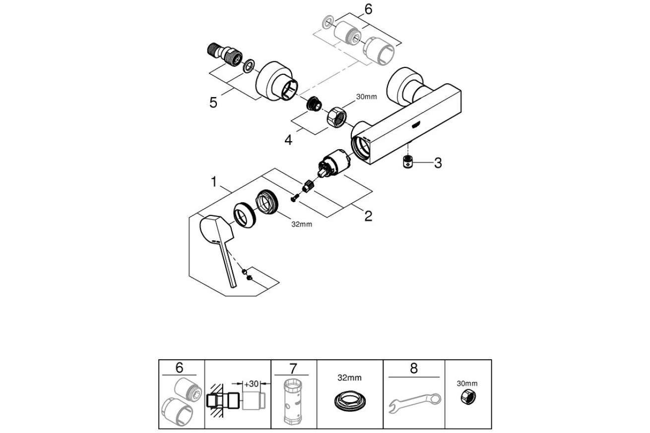 Смеситель для душа GROHE Plus, хром (33577003)