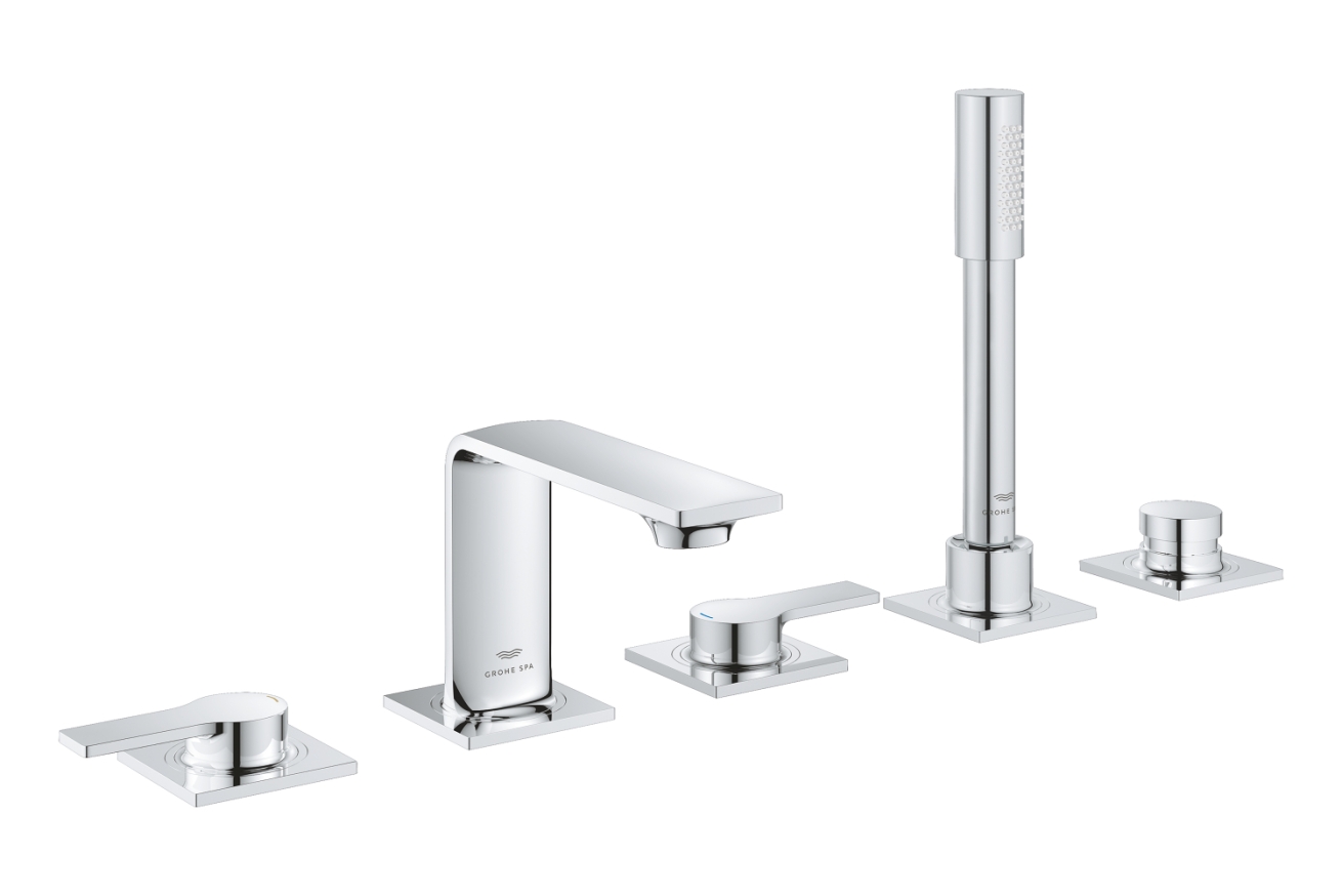 Смеситель для ванны GROHE Allure двухвентильный, на 5 отверстий, на край ванны, хром (25221001)