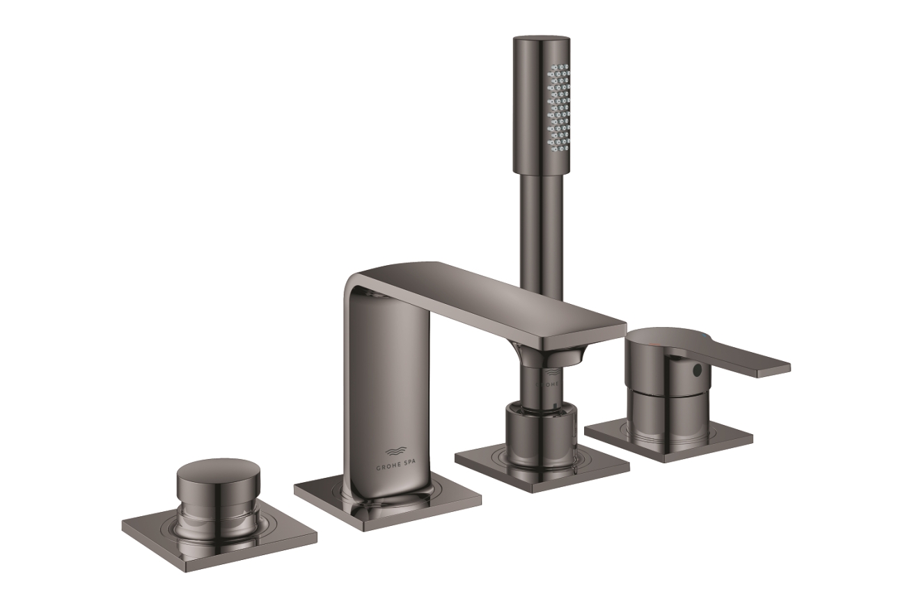 Смеситель для ванны GROHE Allure на 4 отверстия, на край ванны, темный графит глянец (19316A01)