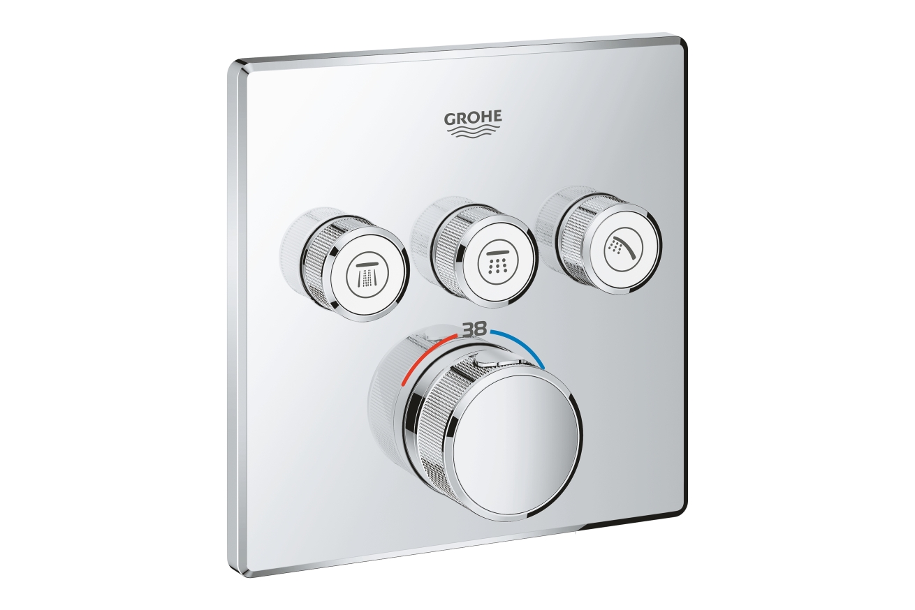 Внешняя часть термостата для ванны и душа GROHE Grohtherm SmartControl на 3 потребителя, хром (29126000)