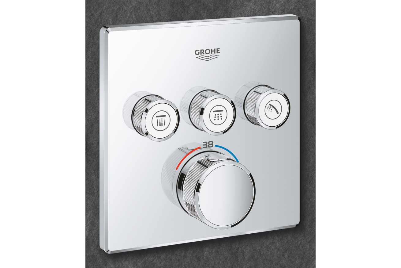 Внешняя часть термостата для ванны и душа GROHE Grohtherm SmartControl на 3 потребителя, хром (29126000)