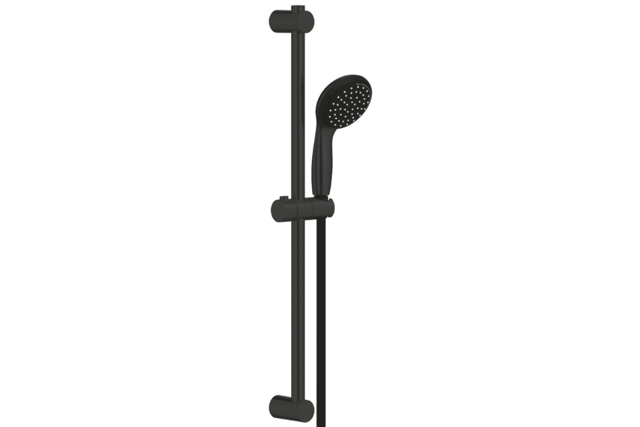 Душевой гарнитур GROHE Vitalio Start 100, 2 режима струи, душевая штанга 600 мм, 5,7 л/мин, чёрный (279482430)