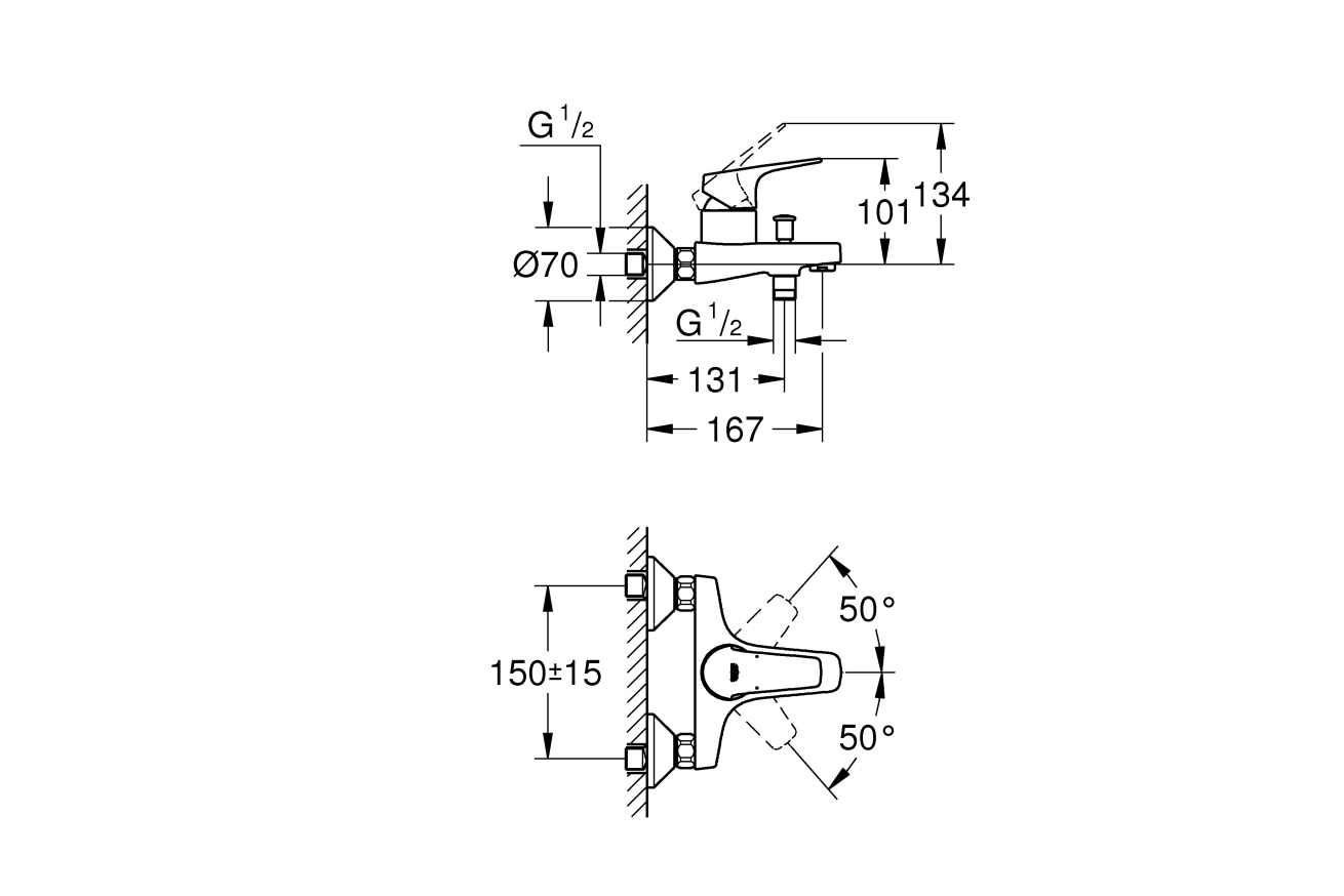 Душевая система GROHE Tempesta System со смесителем для ванны, хром (NB0073)