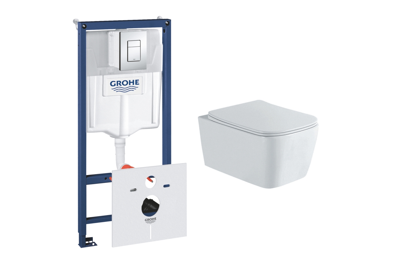 Комплект инсталляции GROHE 38775001 с унитазом Aquatek ЛИБРА New и сиденьем с микролифтом (NW0147)
