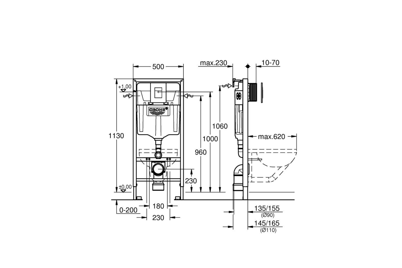Комплект инсталляции GROHE 38775001 с унитазом Aquatek МИЯ и сиденьем с микролифтом (NW0150)