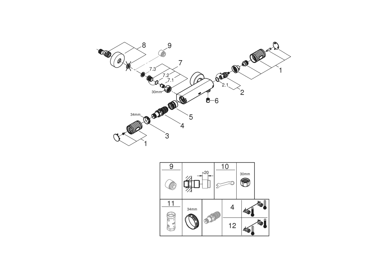 Термостат для душа GROHE Grohtherm 1000 Performance, хром (34827000)