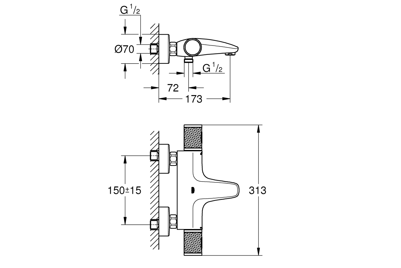 Термостат для ванны GROHE Grohtherm 1000 Performance, хром (34830000)