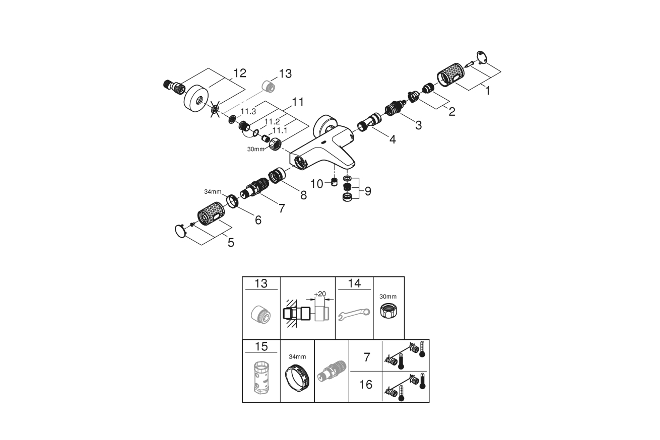 Термостат для ванны GROHE Grohtherm 1000 Performance, хром (34830000)