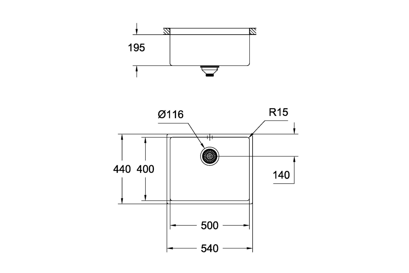 Мойка GROHE K700U Cube с одной чашей, 500 x 400 мм, холодный рассвет матовый (31574GN0)
