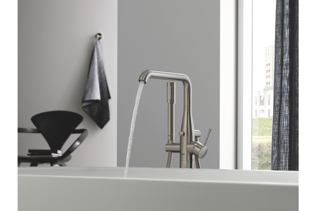Внешняя часть смесителя для ванны GROHE Essence напольного монтажа, никель матовый (25248EN1)