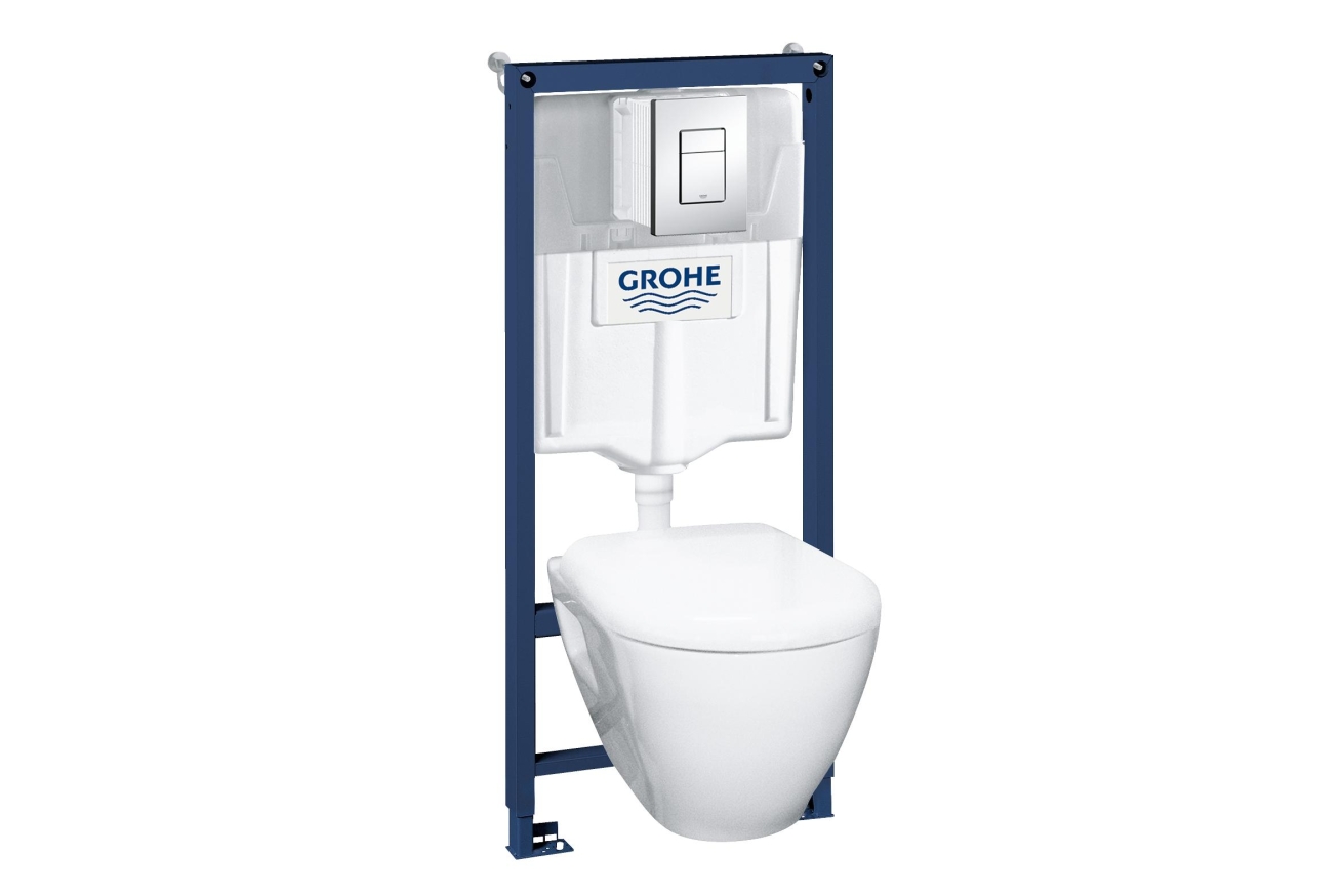 Комплект инсталляции GROHE Solido Perfect 4 в 1 с подвесным унитазом Lecico Serel и сиденьем (39186000)