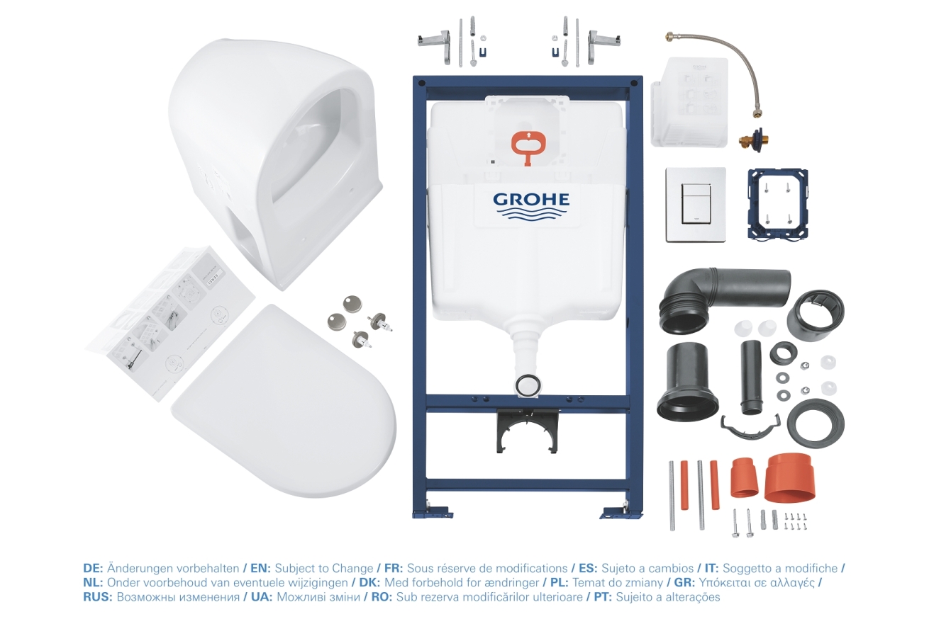 Комплект инсталляции GROHE Solido Perfect 4 в 1 с подвесным унитазом Lecico Serel и сиденьем (39186000)