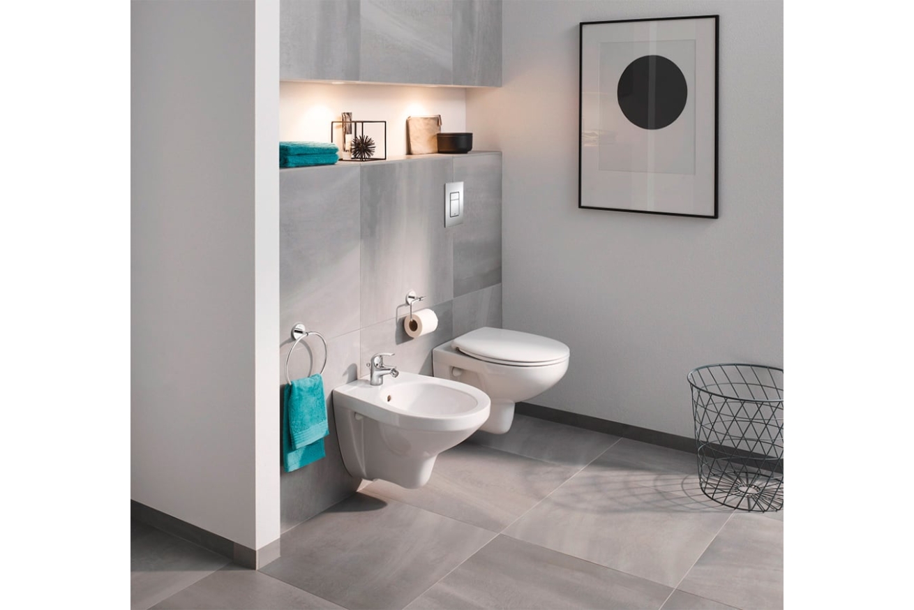 Система инсталляции GROHE Solido 5 в 1, с подвесным унитазом Bau Ceramic и панелью смыва Skate Cosmopolitan (39586000)