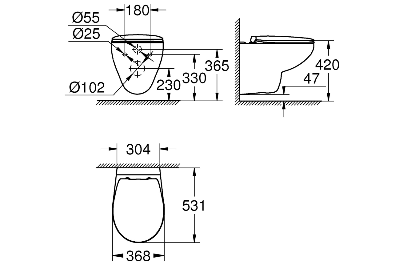 Комплект инсталляции GROHE Bau Ceramic с унитазом и сиденьем (NW0122)