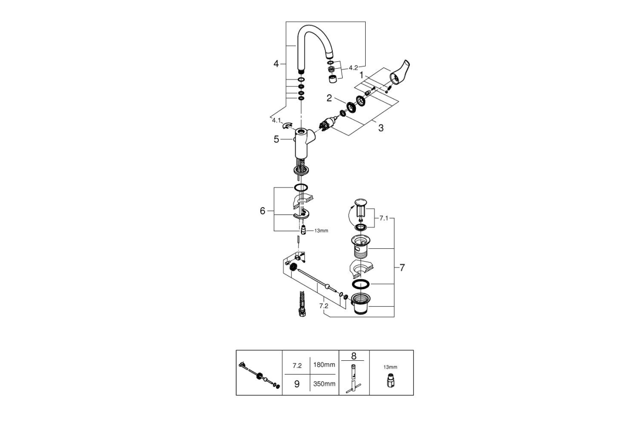 Смеситель для раковины GROHE Eurosmart, L-size, хром (23537002)