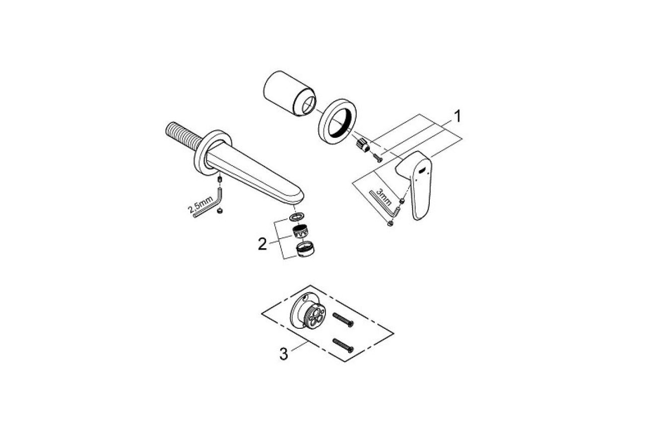 Внешняя часть смесителя для раковины GROHE Eurodisc Cosmopolitan на 2 отверстия, M-Size, хром (19573002)