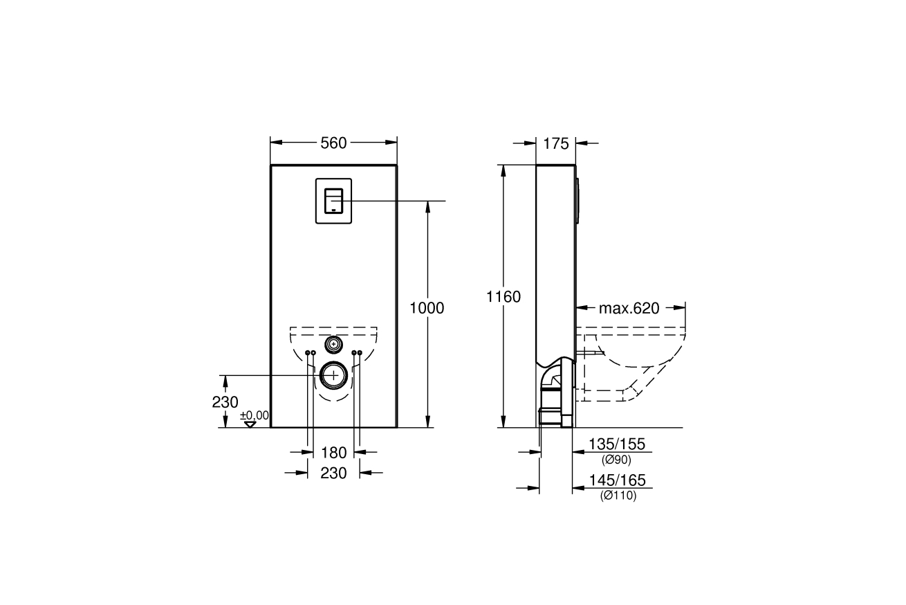 Система инсталляции GROHE Solido Monobloc для подвесного унитаза, сланцево-серый (39377XI0)