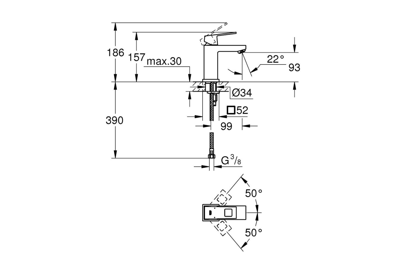 Смеситель для раковины GROHE Eurocube, S-size, хром (2313200E)