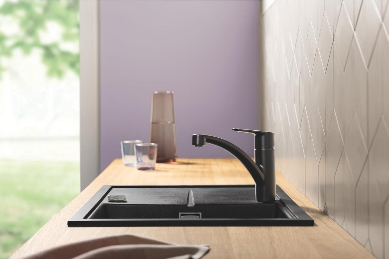 Смеситель для кухни GROHE Start c низким поворотным изливом, матовый черный (324412432)