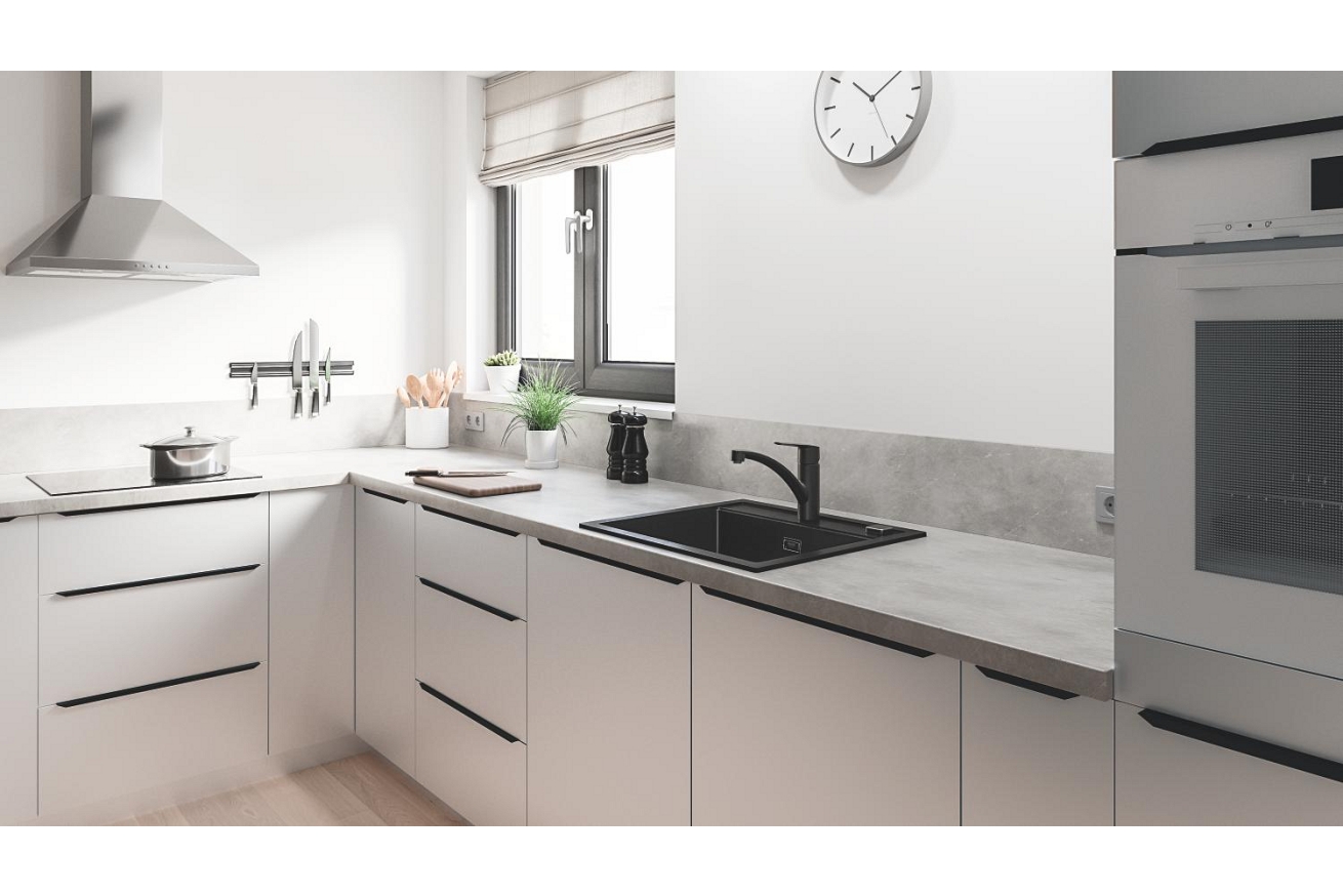 Смеситель для кухни GROHE Start c низким поворотным изливом, матовый черный (324412432)