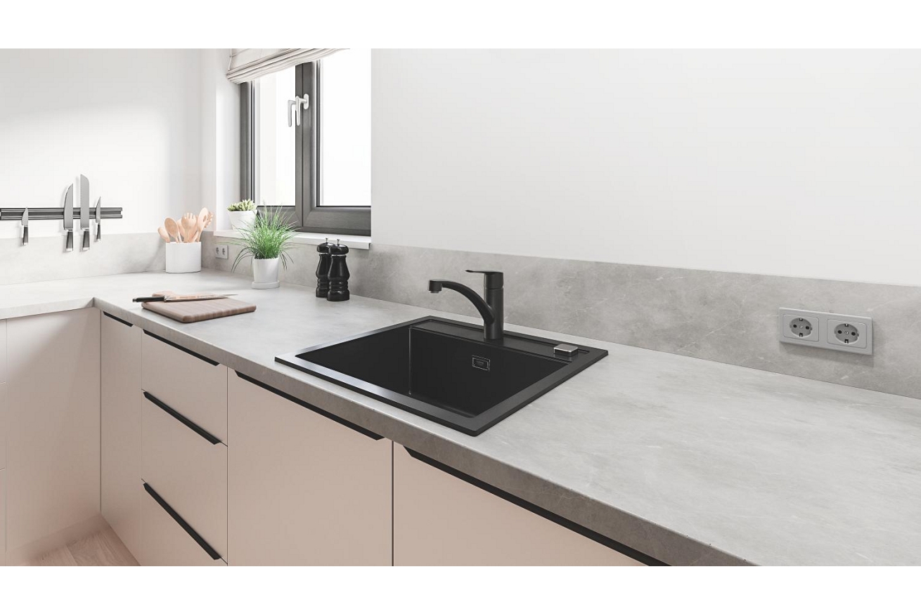 Смеситель для кухни GROHE Start c низким поворотным изливом, матовый черный (324412432)