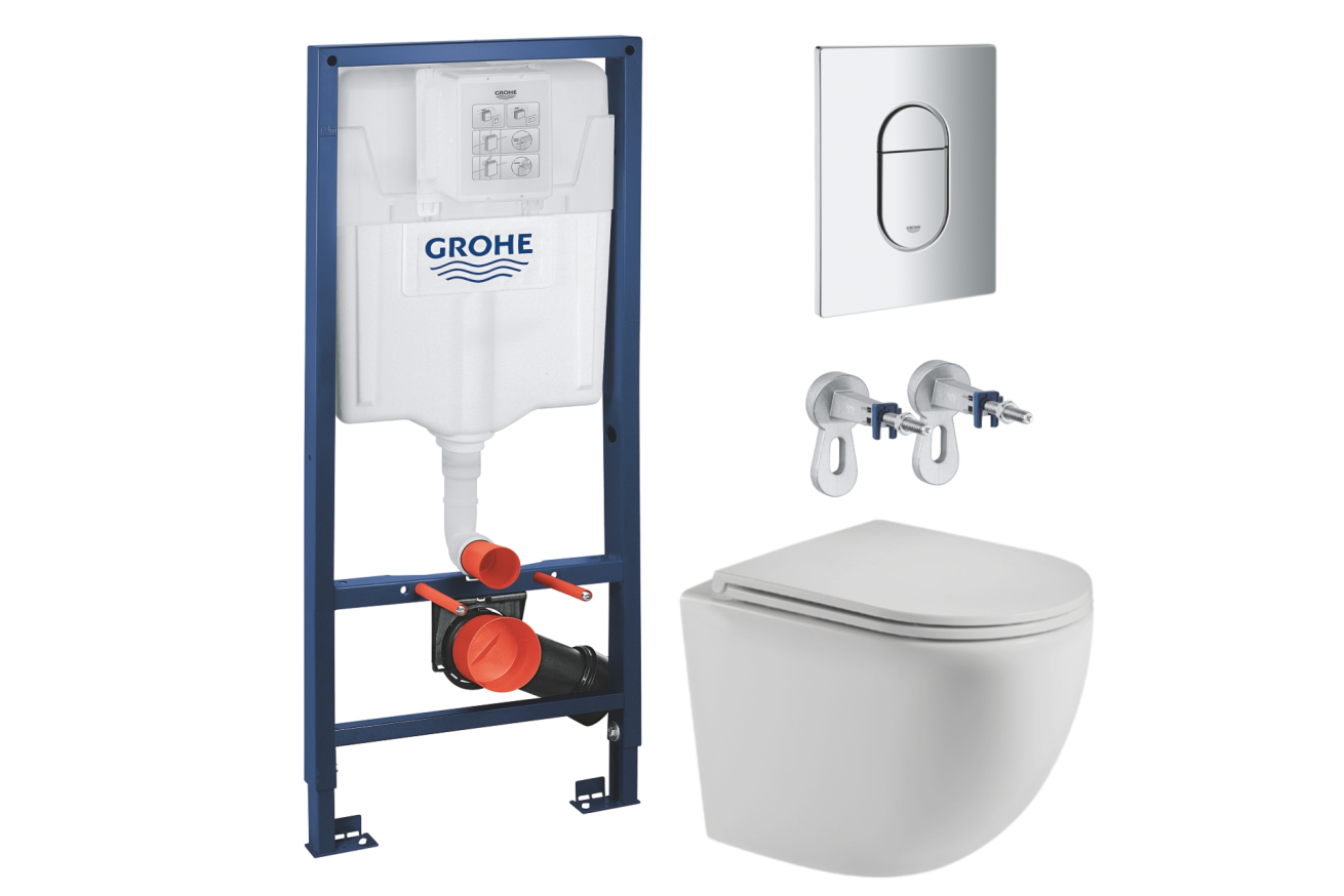 Комплект инсталляции GROHE Rapid SL NW0145/S с унитазом AQUAme AQM2002MW и сиденьем с микролифтом матовый (NW0274)
