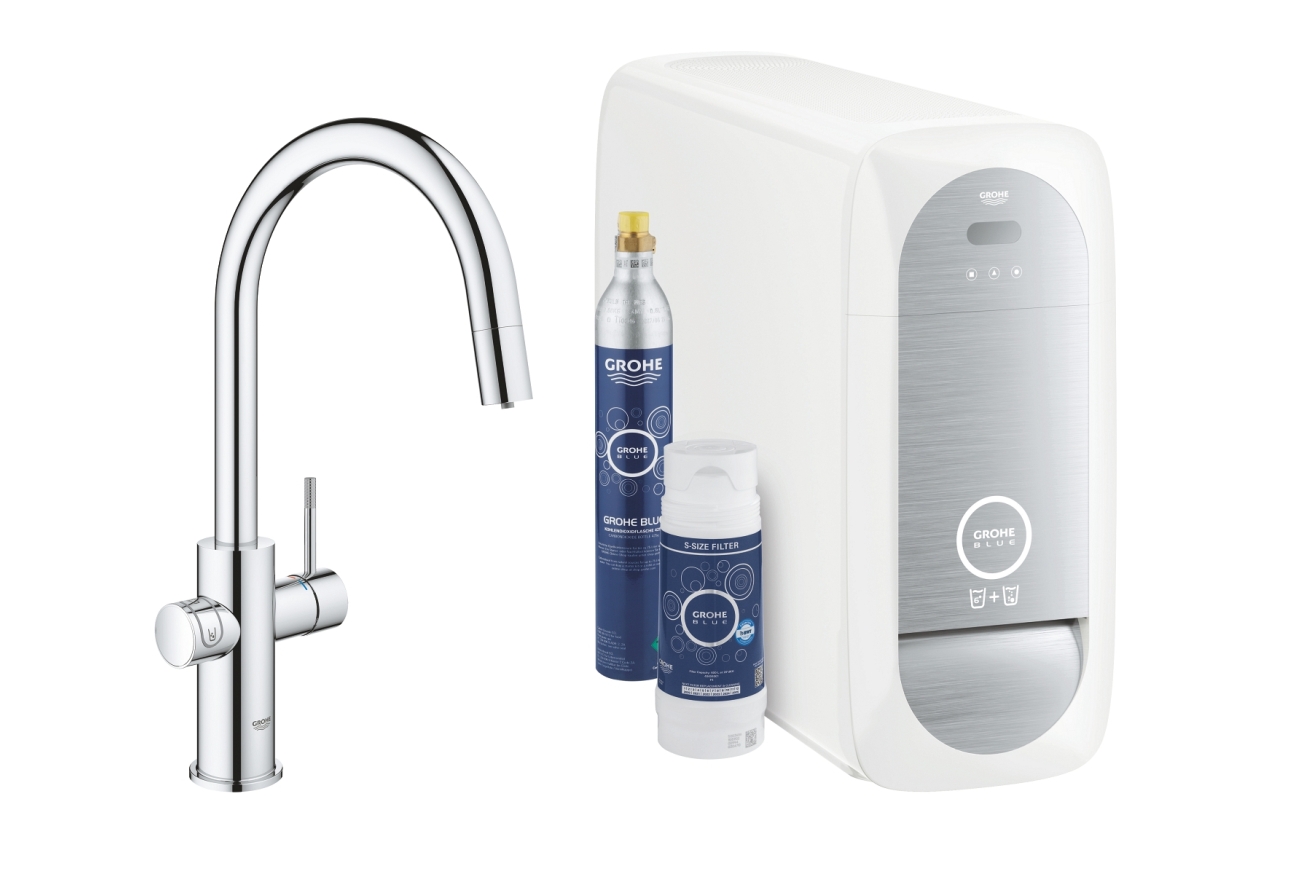 Смеситель для кухонной мойки GROHE Blue Home с системой фильтрации, охлаждения и газирования воды, Wi-Fi, хром (31541000)