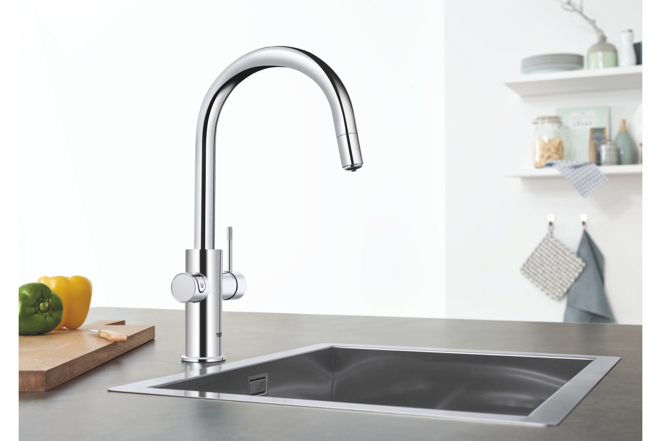 Смеситель для кухонной мойки GROHE Blue Home с системой фильтрации, охлаждения и газирования воды, Wi-Fi, хром (31541000)
