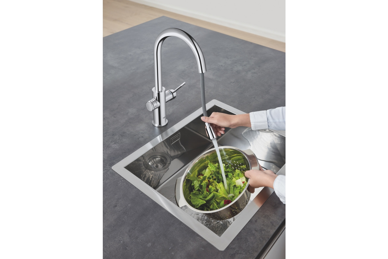 Смеситель для кухонной мойки GROHE Blue Home с системой фильтрации, охлаждения и газирования воды, Wi-Fi, хром (31541000)