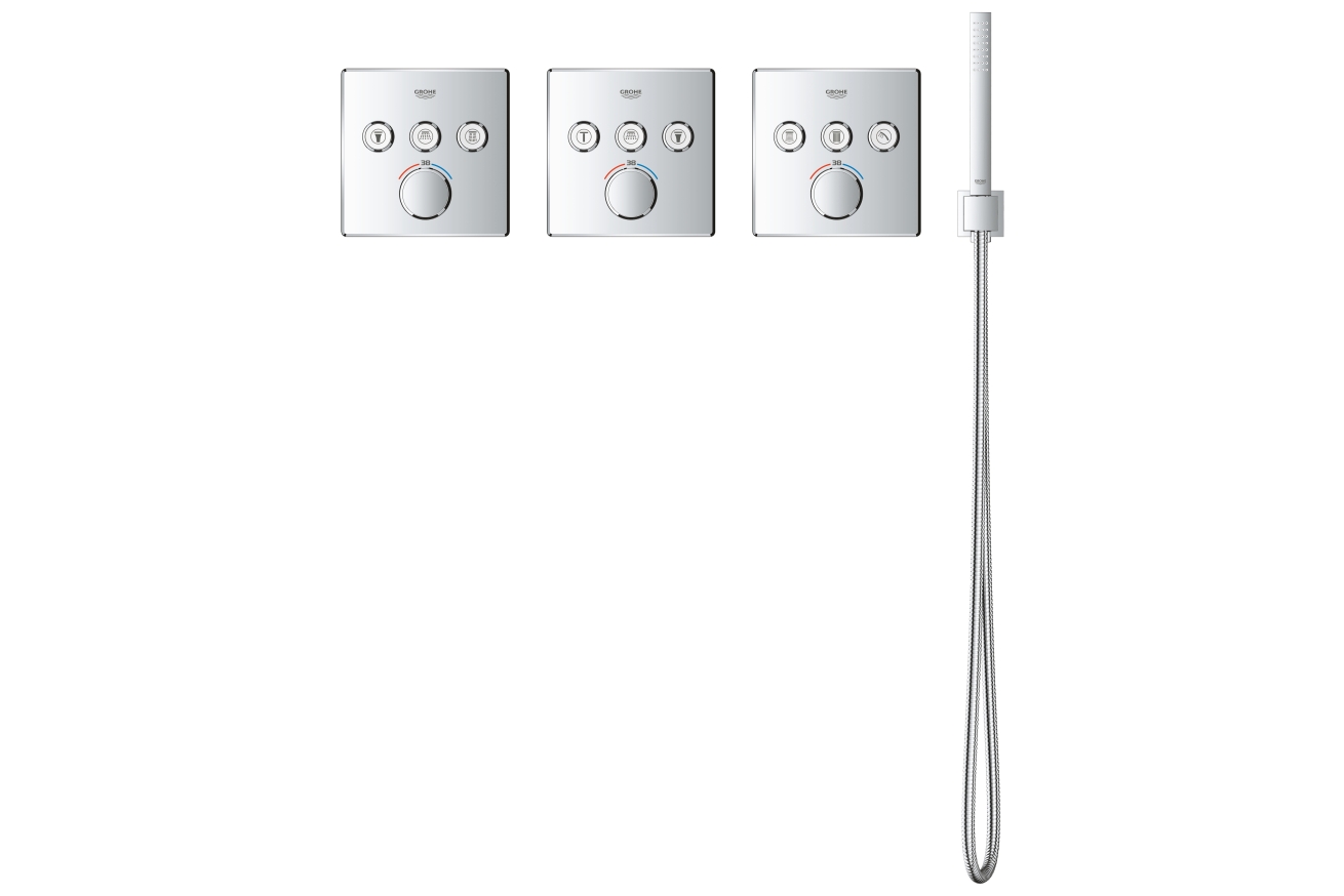 Внешняя часть термостата для ванны и душа GROHE Grohtherm SmartControl на 3 потребителя, хром (29126000)