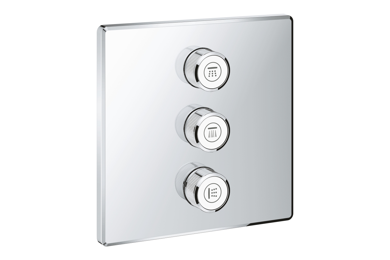 Внешняя часть переключателя потоков GROHE Grohtherm SmartControl на 3 положения, квадратная, хром (29127000)