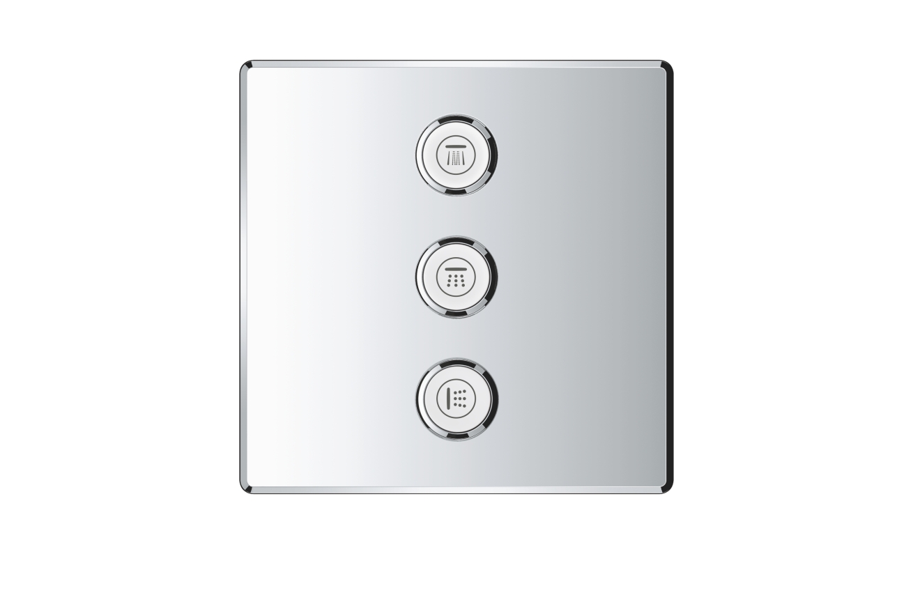 Внешняя часть переключателя потоков GROHE Grohtherm SmartControl на 3 положения, квадратная, хром (29127000)
